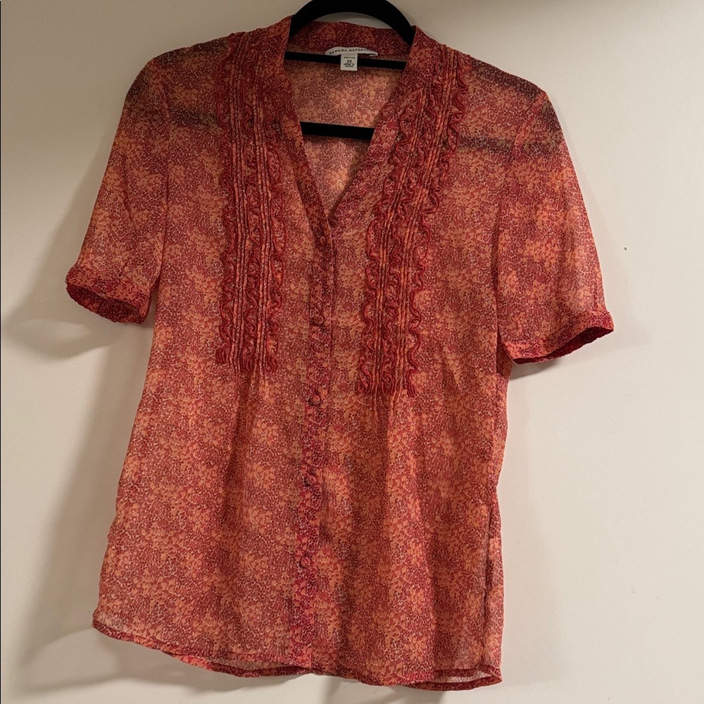Banana Republic Sheer Red Blouse